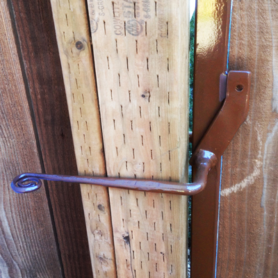 custom fabricated, solid steel gate handle